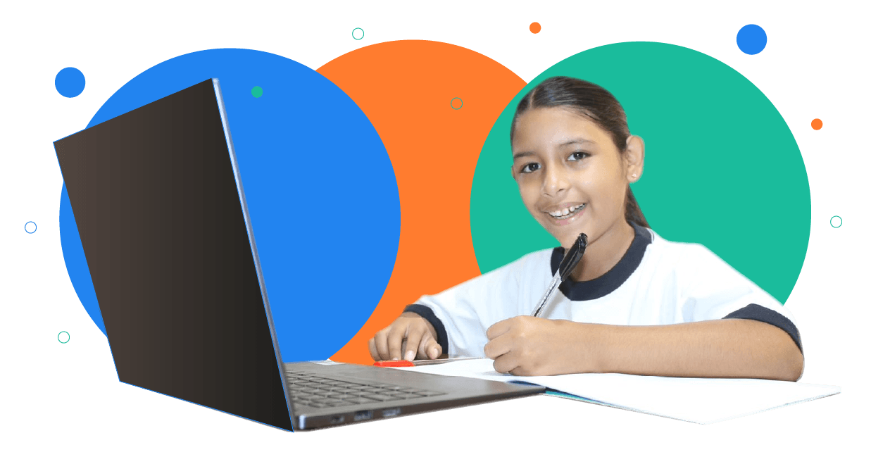 Estudiante feliz aprendiendo matemáticas