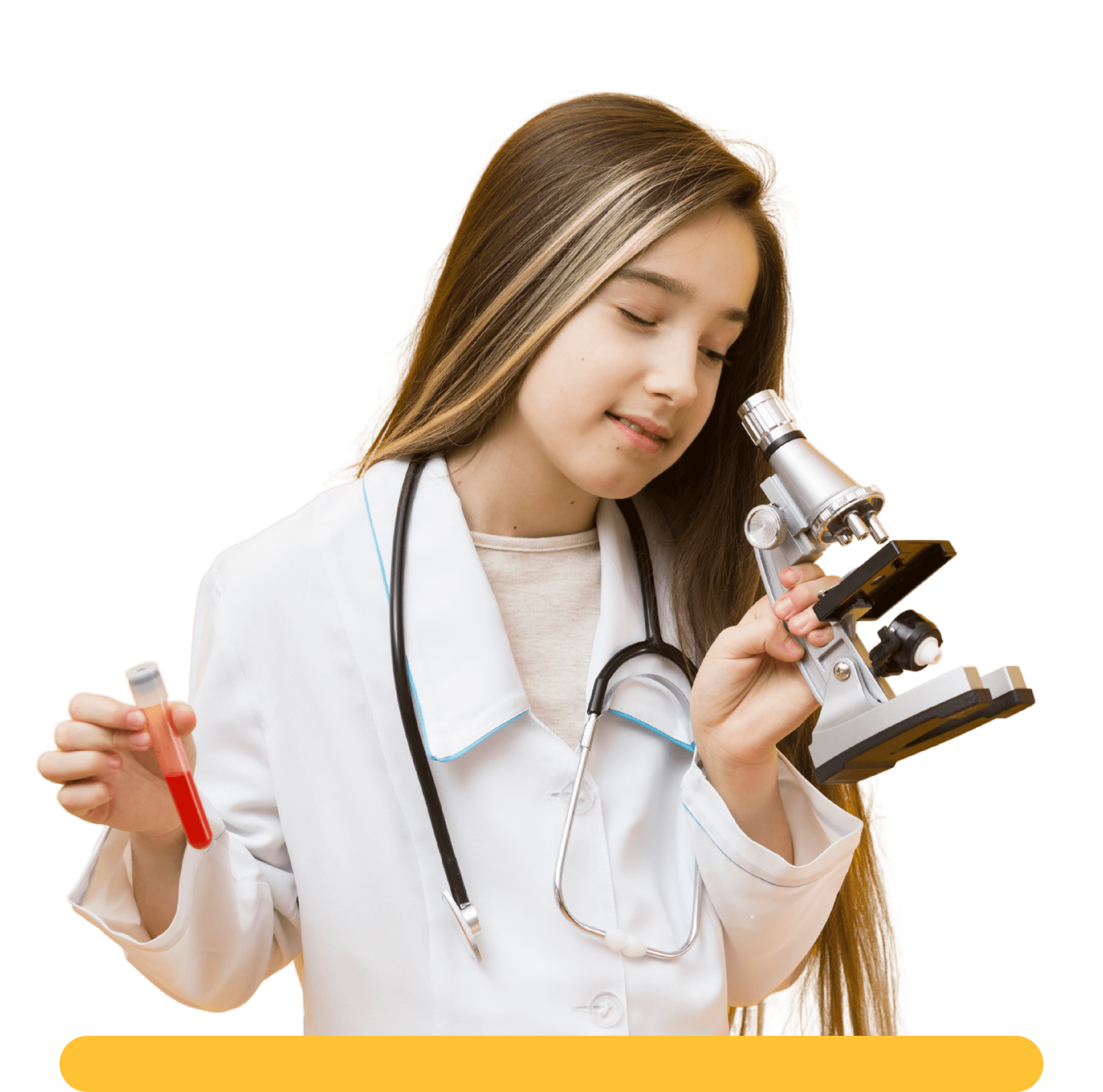 Niña con microscopio — nivel Ciencias Aplicadas